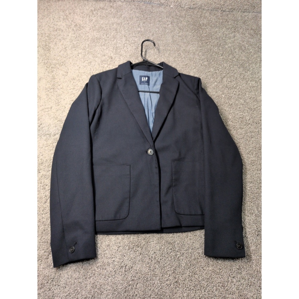 Gap Navy‎ Blue Icon Blazer PQ Single Button Piqué Jacket Womens Size 4 225480